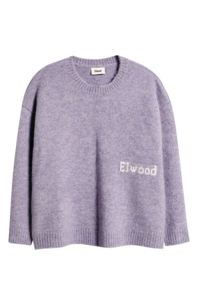Elwood Oversize Crewneck Sweater In Purple