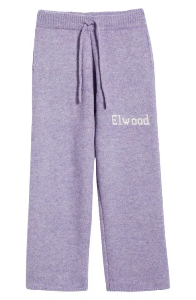 Elwood Intarsia Logo Baggy Sweatpants In Purple