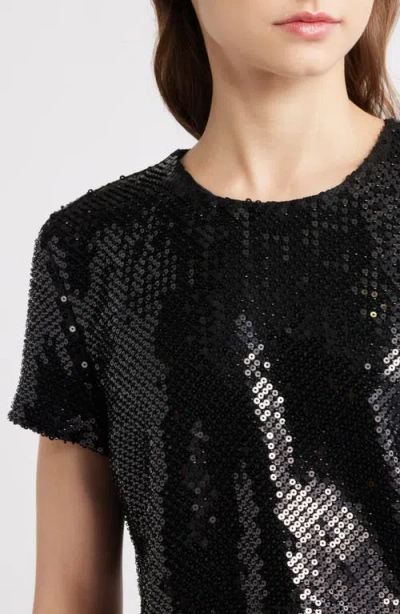 Frame The Sequin Flutter Top In Black