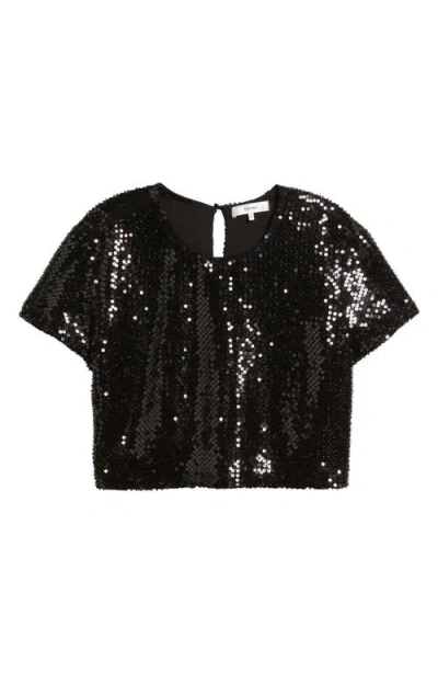 Frame The Sequin Flutter Top In Black