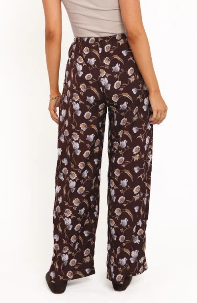 Petal And Pup Petal & Pup Calantha Floral Wide Leg Drawstring Pants In Brown