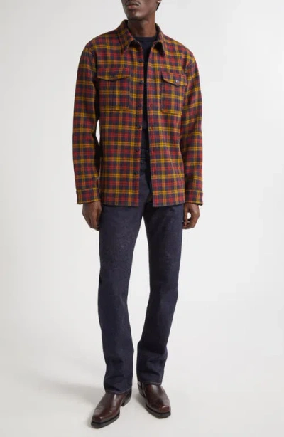 Double Rl Walker Plaid Wool Flannel Work Shirt In Multi