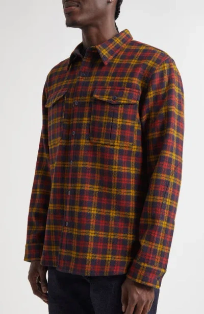 Double Rl Walker Plaid Wool Flannel Work Shirt In Multi