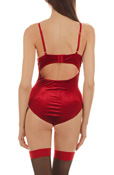 Memoi Women's Scarlett Holiday-themed Velvet Bodysuit In Red