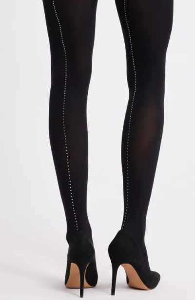 High Heel Jungle Crystal Back Seam Sheer Tights In Black