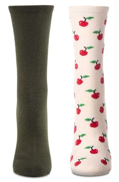 Memoi Assorted 2-pack Crew Socks In Black