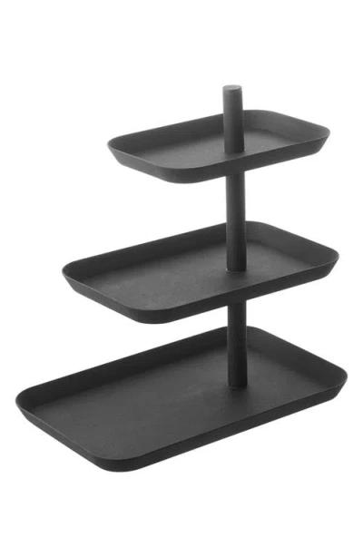 Yamazaki Tower Three-tier Steel Serving Stand In Black