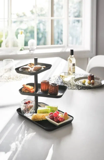 Yamazaki Tower Three-tier Steel Serving Stand In Black