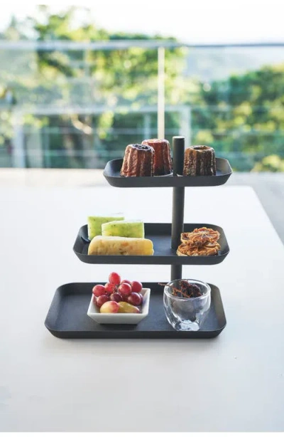 Yamazaki Tower Three-tier Steel Serving Stand In Black