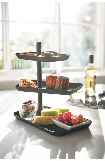 Yamazaki Tower Three-tier Steel Serving Stand In Black