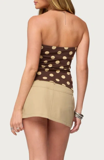 Edikted Polka Dot Built In Bra Tube Top In Brown