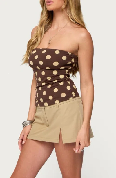 Edikted Polka Dot Built In Bra Tube Top In Brown