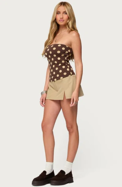 Edikted Polka Dot Built In Bra Tube Top In Brown