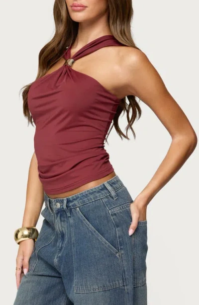 Edikted Cielle Wide Strap Gathered Top In Red