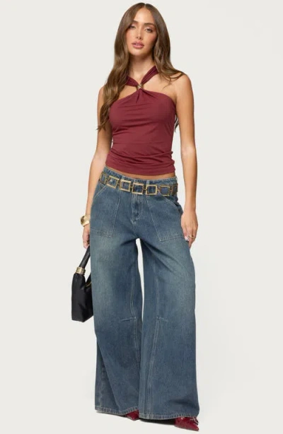 Edikted Cielle Wide Strap Gathered Top In Red