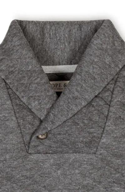 Hope & Henry Kids' Long Sleeve Quilted Shawl Collar Sweatshirt With Elbow Patches In Gray