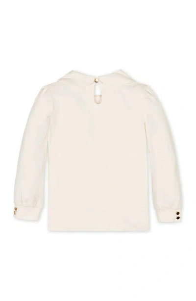 Hope & Henry Kids' Organic Long Sleeve Knit Top With Woven Collar In Neutral