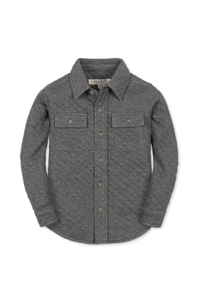 Hope & Henry Kids' Long Sleeve Quilted Button Down Shirt Jacket In Gray