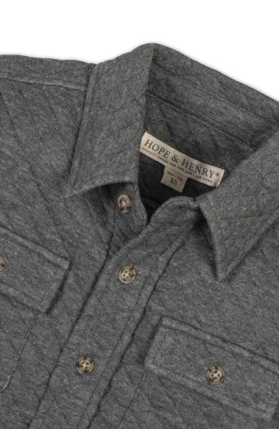 Hope & Henry Kids' Long Sleeve Quilted Button Down Shirt Jacket In Gray