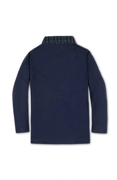 Hope & Henry Kids' Organic Long Sleeve Polo Shirt With Woven Collar In Blue