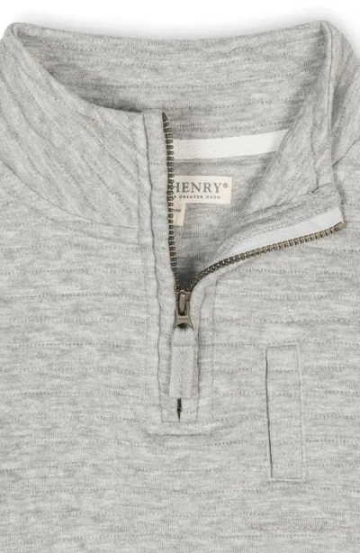 Hope & Henry Kids' Long Sleeve Quilted Half Zip Pullover With Pocket In Gray