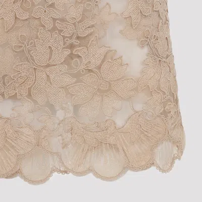 Ermanno Scervino Lace Overlay Mini Dress With Spaghetti Straps In Brown