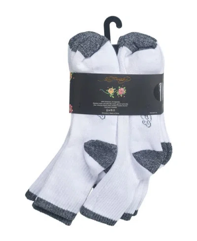 Ed Hardy Basic Half Cushion Mid Crew Sock 8-pack In White