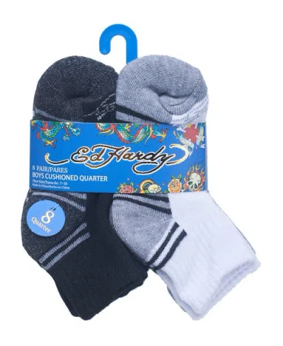 Ed Hardy Athletic Half Cushion Quarter Sock 8-pack In White