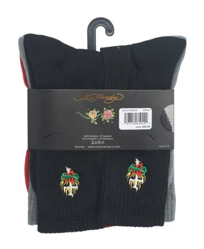 Ed Hardy Embroidery Half Cushion Crew Sock 5-pack In Multi