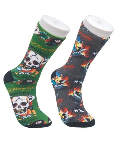 Ed Hardy 360 Print Full Cushion Crew Sock 2-pack In Multi