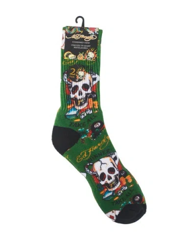 Ed Hardy 360 Print Full Cushion Crew Sock 2-pack In Multi