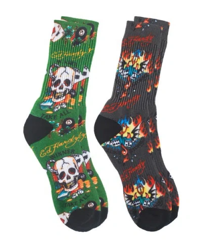 Ed Hardy 360 Print Full Cushion Crew Sock 2-pack In Multi