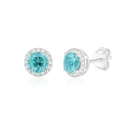 Donatello Gian Sterling Silver Halo Stud Earrings In Blue
