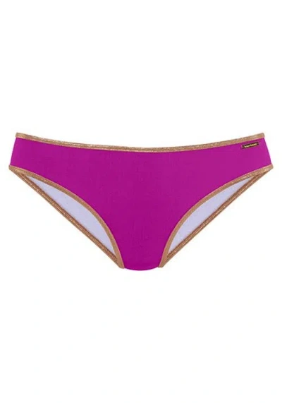 Lascana Metallic Trim Classic Bikini Bottom In Purple