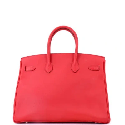 Pre-owned Hermes  Hermes Birkin Handbag Red Epsom With Palladium Hardware 35 In Burgundy