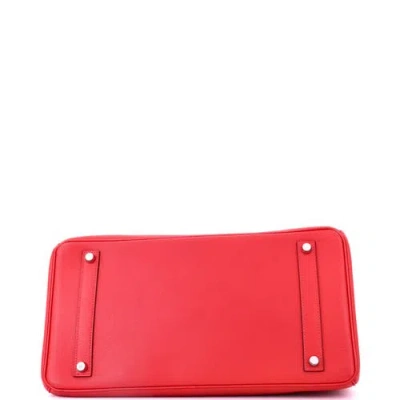 Pre-owned Hermes  Hermes Birkin Handbag Red Epsom With Palladium Hardware 35 In Burgundy