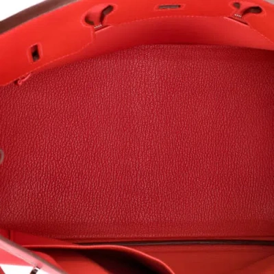 Pre-owned Hermes  Hermes Birkin Handbag Red Epsom With Palladium Hardware 35 In Burgundy