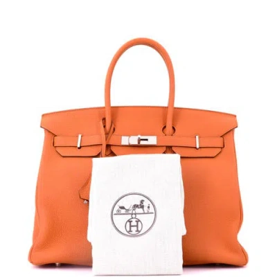Pre-owned Hermes  Hermes Birkin Handbag Orange Togo With Gold Hardware 35 In Orange