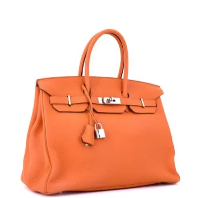 Pre-owned Hermes  Hermes Birkin Handbag Orange Togo With Gold Hardware 35 In Orange