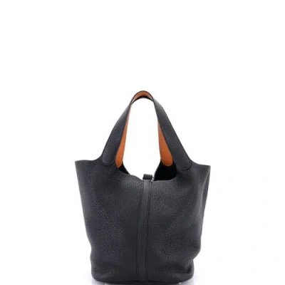 Pre-owned Hermes  Hermes Eclat Picotin Lock Bag Clemence Gm In Black