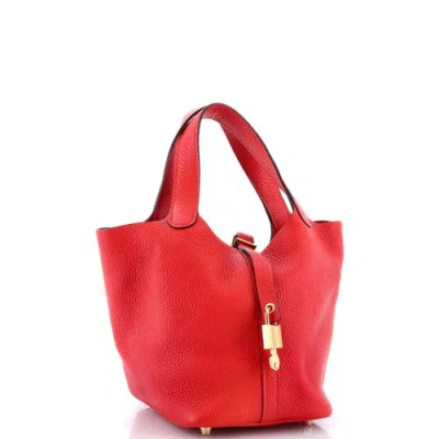 Pre-owned Hermes  Hermes Picotin Lock Bag Clemence Pm In Red