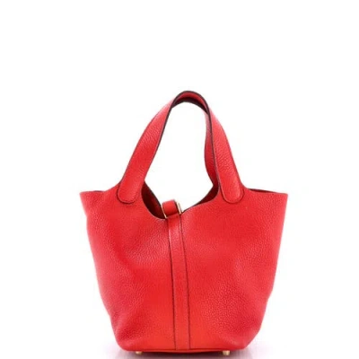 Pre-owned Hermes  Hermes Picotin Lock Bag Clemence Pm In Red