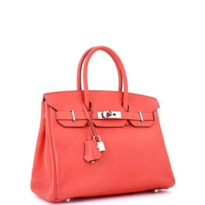Pre-owned Hermes  Hermes Birkin Handbag Pink Epsom With Palladium Hardware 30 In Red