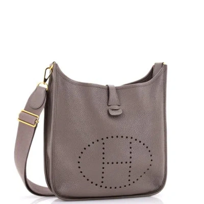 Pre-owned Hermes  Hermes Evelyne Bag Gen Iii Clemence Pm In Gray