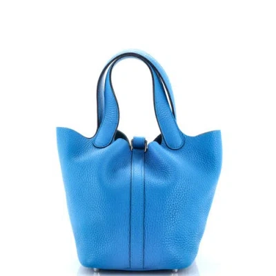 Pre-owned Hermes  Hermes Picotin Lock Bag Clemence Pm In Blue