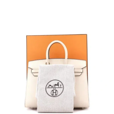 Pre-owned Hermes  Hermes Birkin Sellier Bag Light Epsom With Palladium Hardware 25 In White