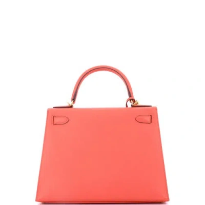 Pre-owned Hermes  Hermes Kelly Handbag Red Epsom With Gold Hardware 28 In Pink