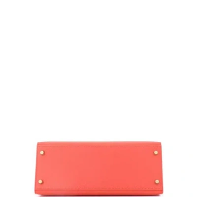 Pre-owned Hermes  Hermes Kelly Handbag Red Epsom With Gold Hardware 28 In Pink