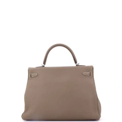 Pre-owned Hermes  Hermes Kelly Mini Ii Bag Grey Epsom With Palladium Hardware 20 In Brown