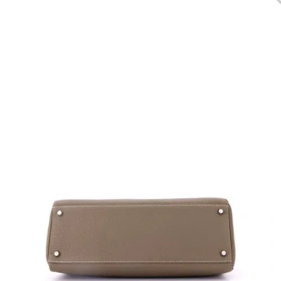 Pre-owned Hermes  Hermes Kelly Mini Ii Bag Grey Epsom With Palladium Hardware 20 In Brown